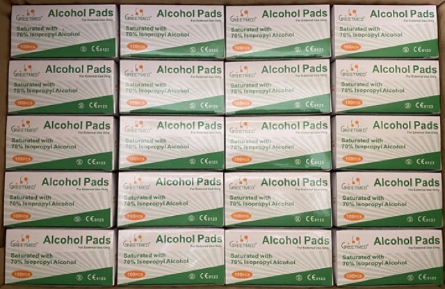 AlCOHOL PAD GREETMED 100 miếng - Bông tẩm cồn tiệt trùng