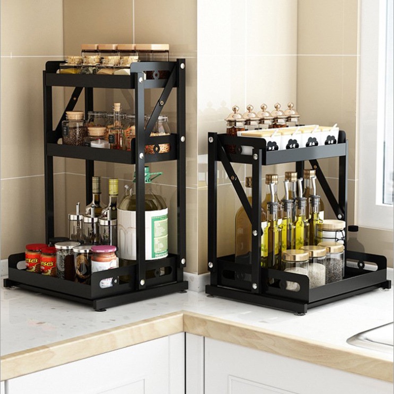 Kệ Đựng Gia Vị Nhà Bếp 3 Tầng Thông Minh Thép Cacbon Sơn Tĩnh Điện Cao Cấp