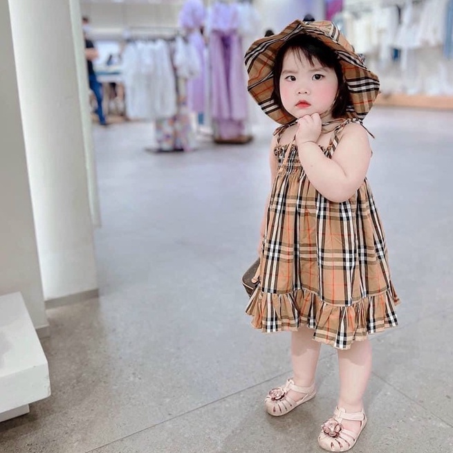 Váy BBR dây kèm mũ xinh cho bé yêu, có ảnh thật xinh sỉu