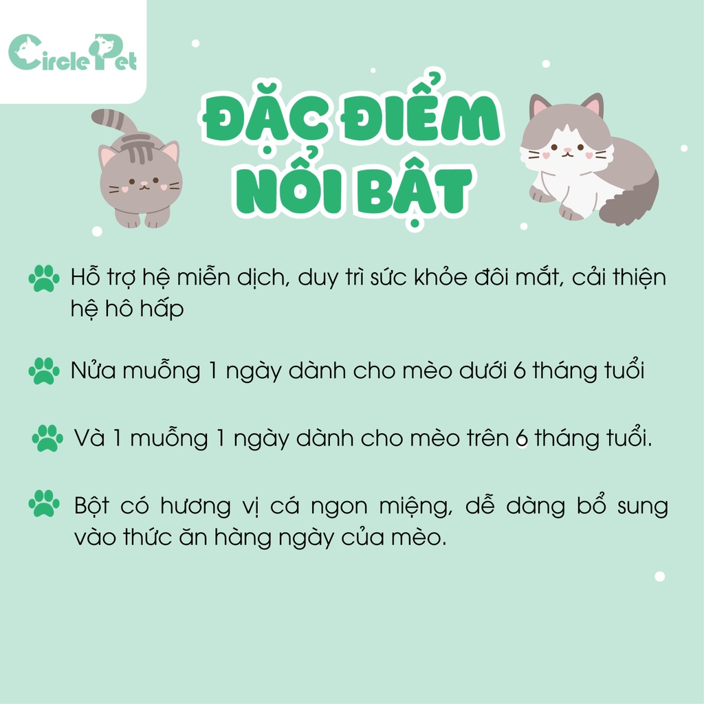 Bột Hỗ Trợ Hệ Hô Hấp Và Mắt Cho Mèo Tomlyn Immune Support Mùi Vị Hấp Dẫn - Circle Pet