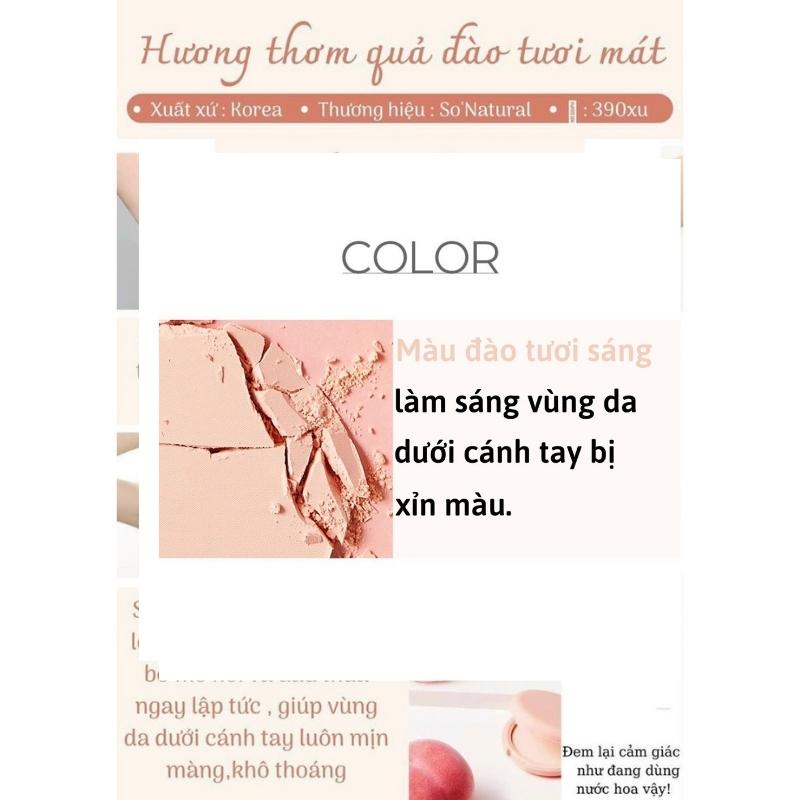 Phấn bột khô chiết xuất đào hỗ trợ giảm thâm làm sáng và hút mùi hôi vùng nách Peach Deo Pact So Natural 10gram PhNc01