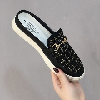 Giày Lười Canvas Họa Tiết Ca Rô Hợp Thời Trang Cho Nữ