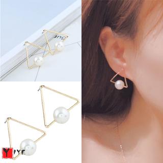 Hoa Tai Dáng Dài Hình Tam Giác Phối Ngọc Trai Nhân Tạo Thời Trang
