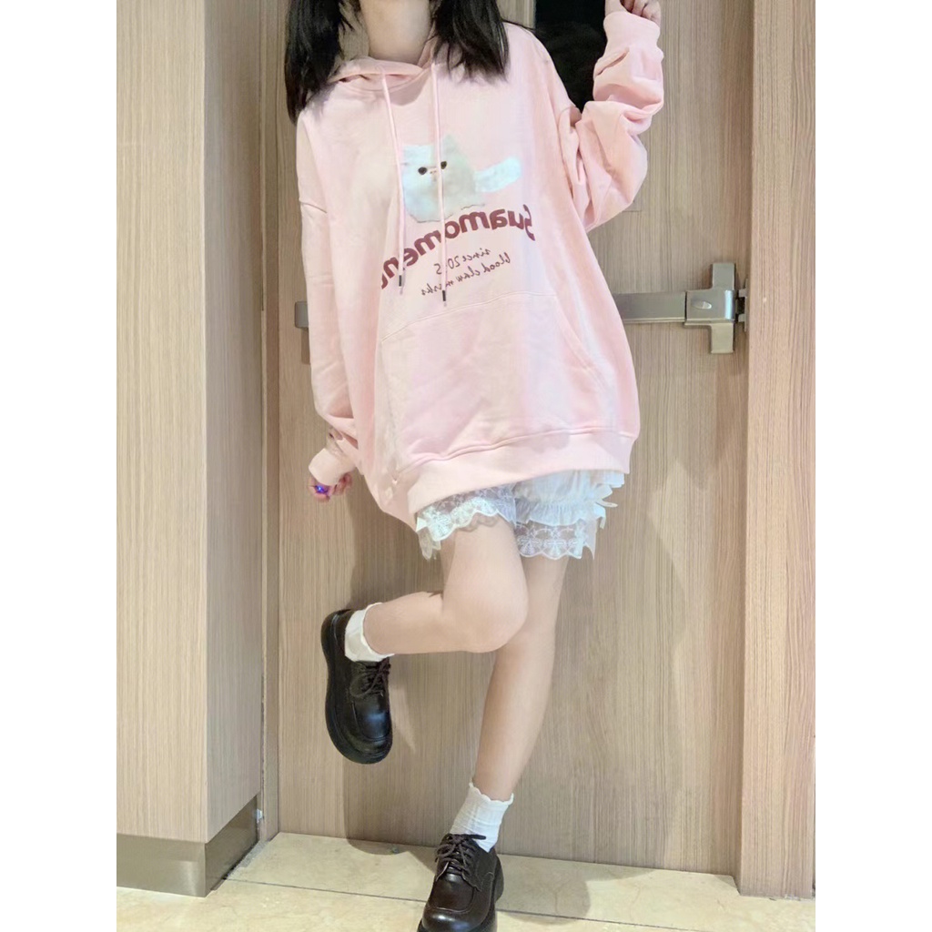 HIIXIIVI Áo Hoodie Tay Dài Oversize In Họa Tiết Phong Cách Hàn Quốc Kiểu Mới Cho Nam / Nữ