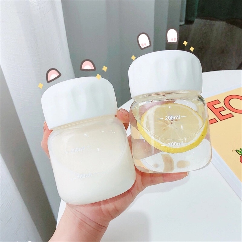 Bình Nước Mini 220ml Kèm Ống Hút Chống Rò Rỉ Họa Tiết Trái Tim Dễ Thương Cho Nữ