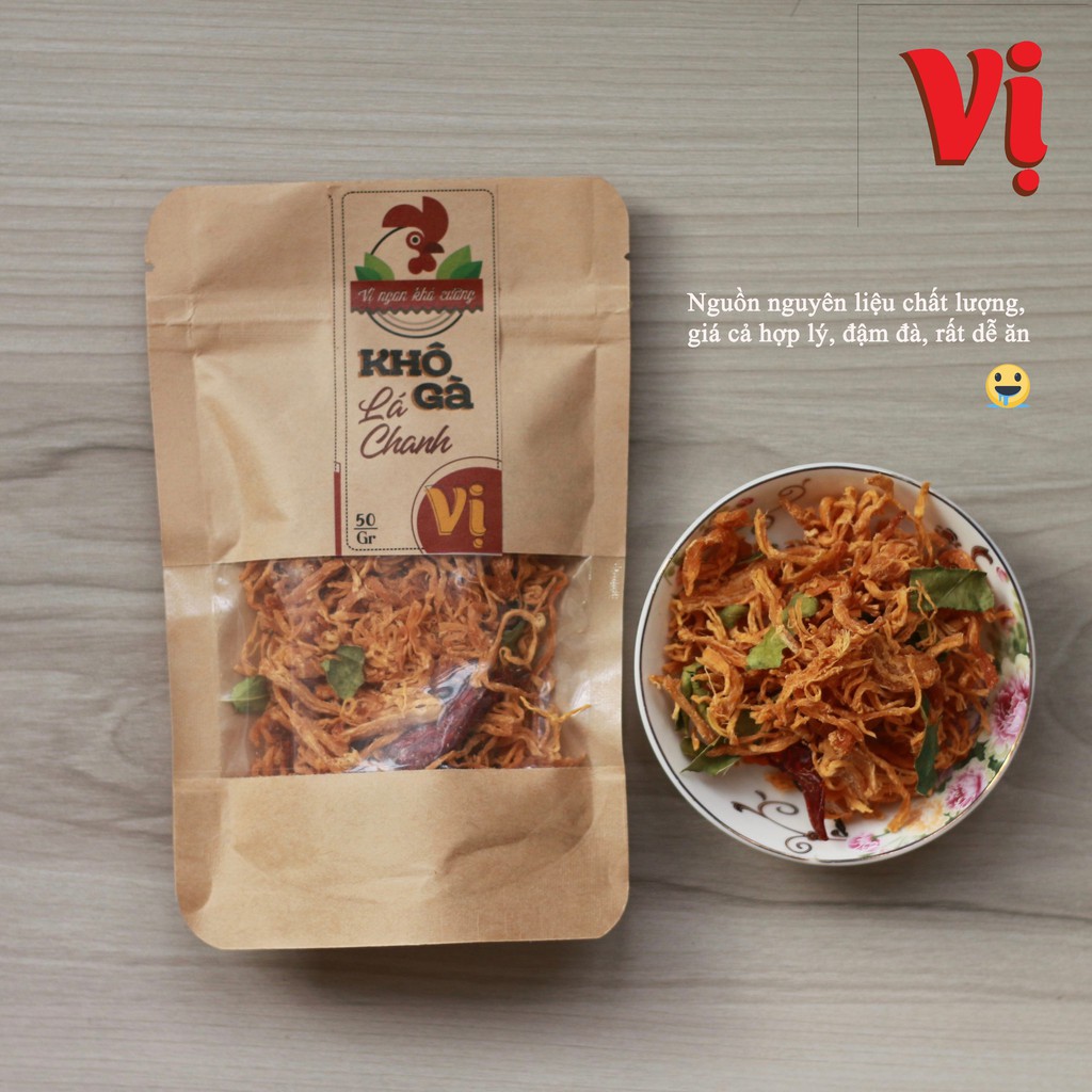 Khô gà lá chanh, cay chất lượng cao Vị ngon khó cưỡng túi giấy 50g | BigBuy360 - bigbuy360.vn