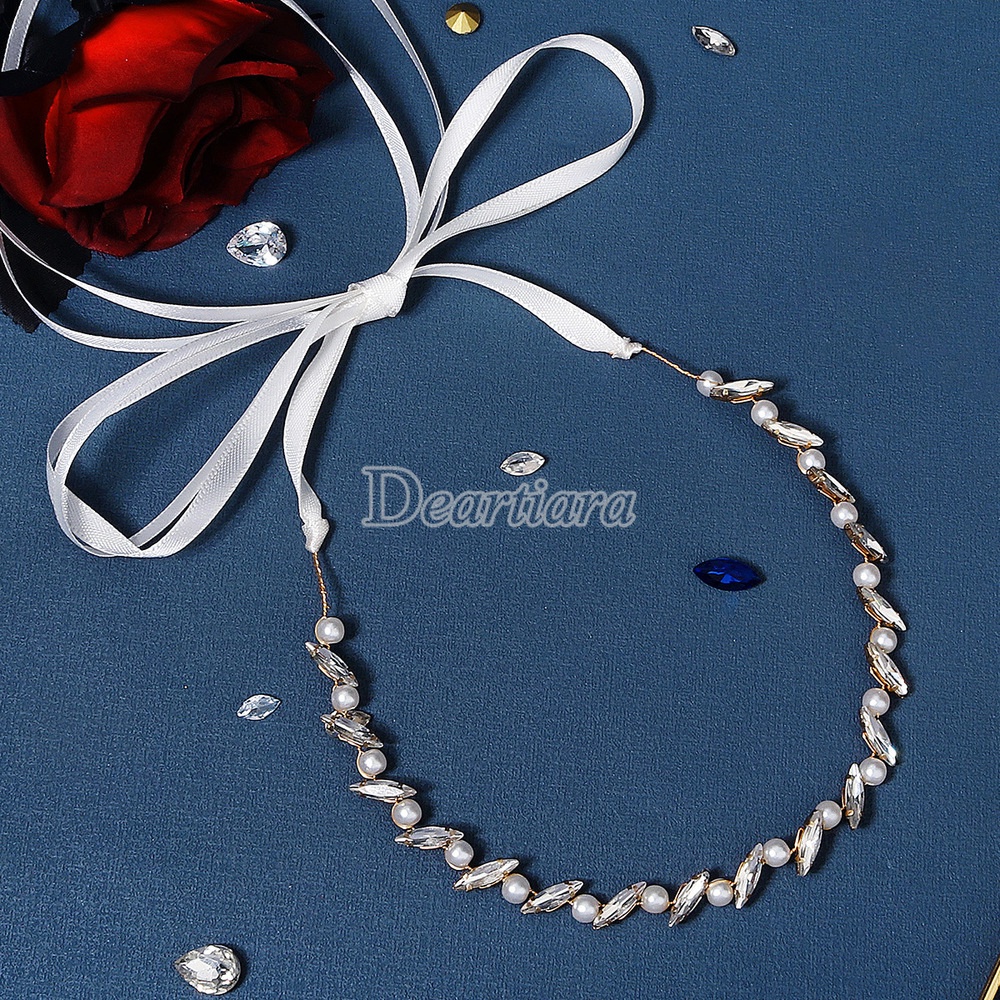 Băng Đô Cài Tóc Đính Đá Và Ngọc Trai Nhân Tạo Xinh Xắn Cho Nữ