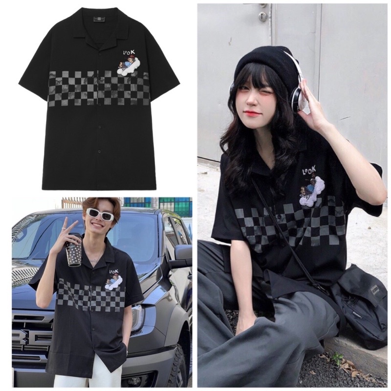 Áo Sơ Mi Look 1M TShirt - Đen - Unisex