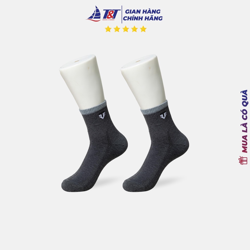 Combo 5 đôi Tất Nam cổ trung viền cổ logo T&amp;T SOCKS - NAM 404