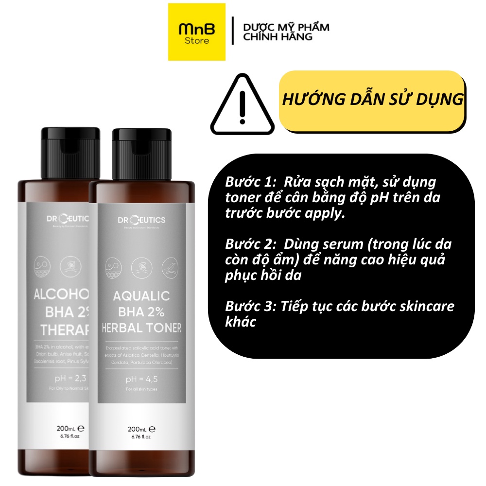 Toner DrCeutics BHA 2% làm sạch và cân bằng da 200ml