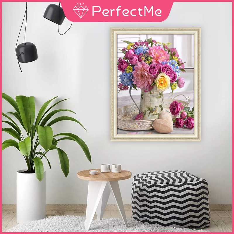Bộ Tranh Đính Đá 5d Họa Tiết Giỏ Hoa Độc Đáo Diy 40x50cm