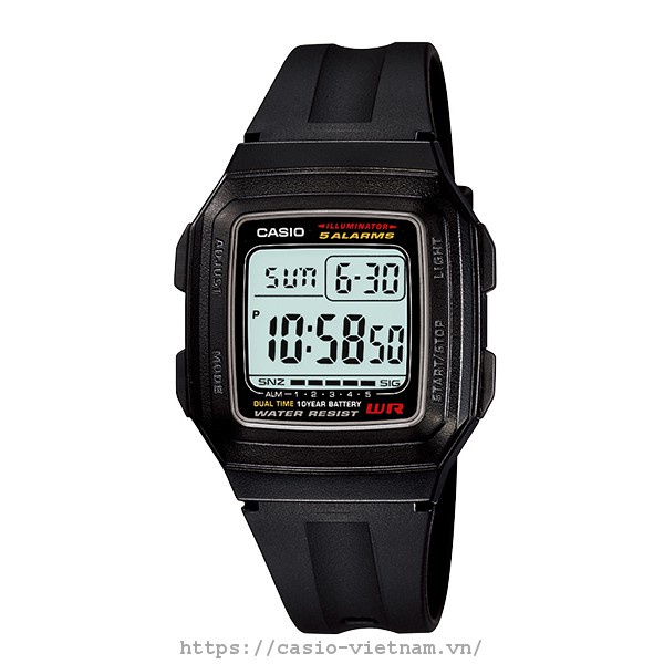 ❧♕Đồng Hồ Nam Casio Dây Nhựa Trẻ Trung F-201WA-1ADF Chính Hãng