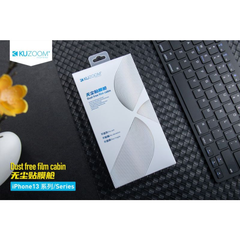 Kính cường lực Kuzoom kèm khung tự dán cho iphone 14 pro max / 14 pro / 14 pro / l14 /13 pro max/13 pro/13 full màn hình