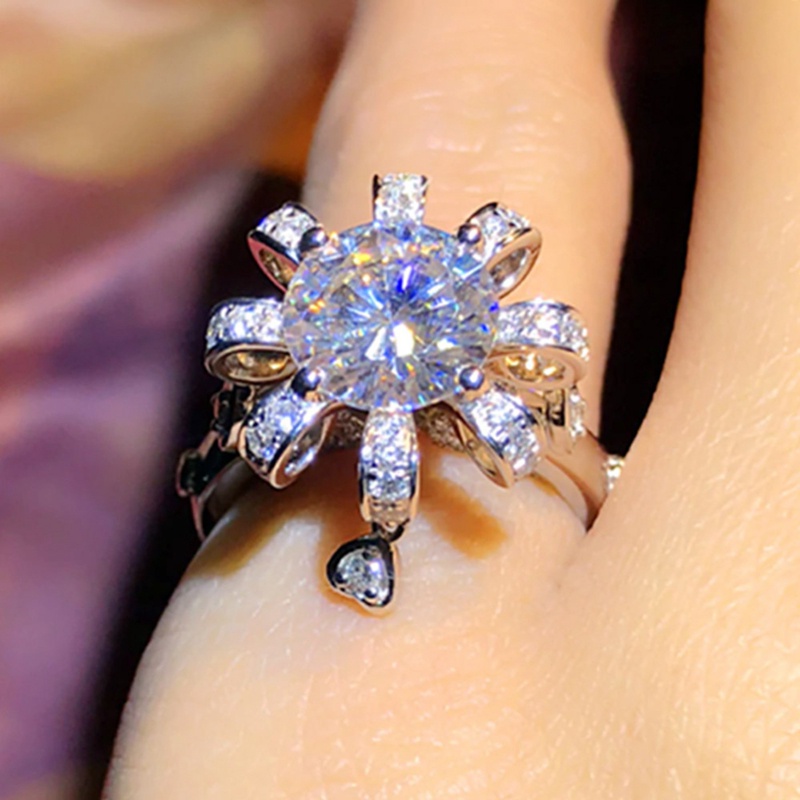 Nhẫn Đính Đá Zircon Hình Hoa Sáng Tạo Thời Trang Dự Tiệc Cho Nữ