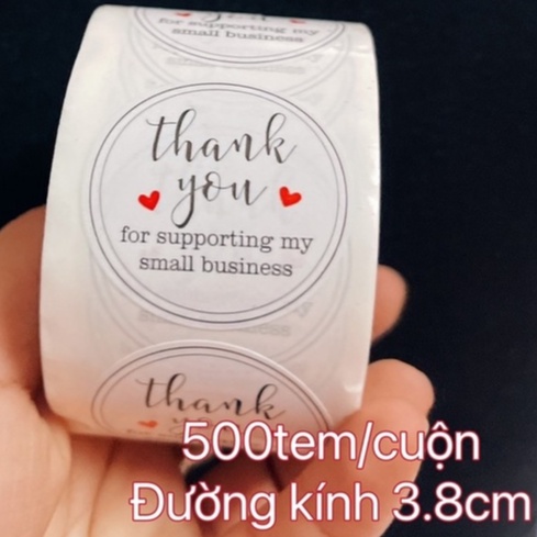 Jul33- Tem cuộn dán chữ “Thanh you”- 500 tem/ cuộn, 3.8cm
