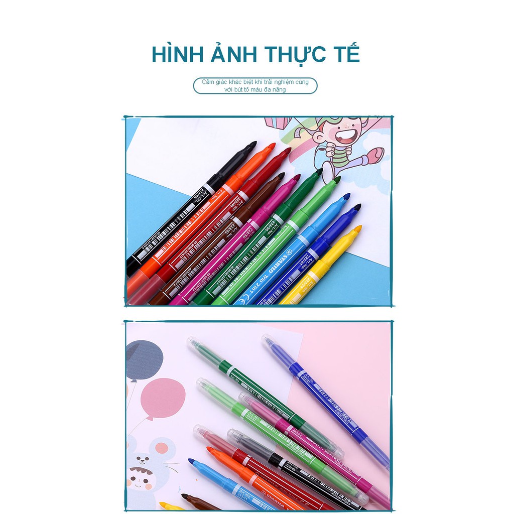 Bút lông hai đầu đa năng Stabilo Trio 2 in 1 – Màu xanh dương (Blue)