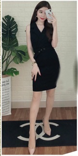 Đầm công sở cổ vest cực sang