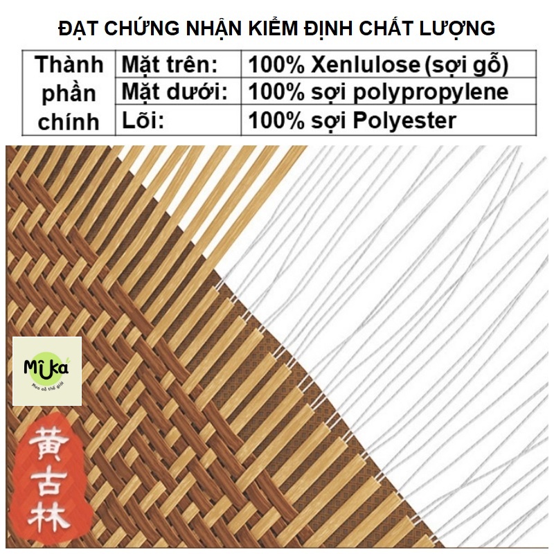 Chiếu làm mát dệt từ sợi gỗ và mây tự nhiên nhẵn mịn thooáng khí chiếu điều hòa Huanggulin