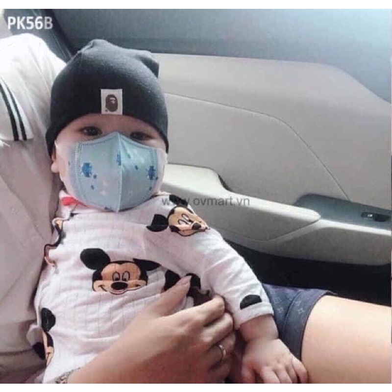 Set 10c khẩu trang 3D xuất Nhật kháng khuẩn cho bé trai bé gái từ sơ sinh đến 6 tuổi nhiều họa tiết