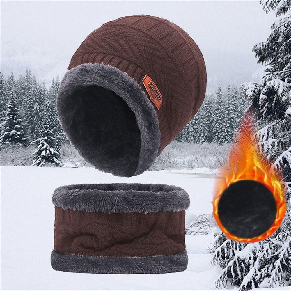 Mũ beanie Kèm Khăn Choàng Cổ Giữ Ấm Thời Trang Cho Nam Nữ