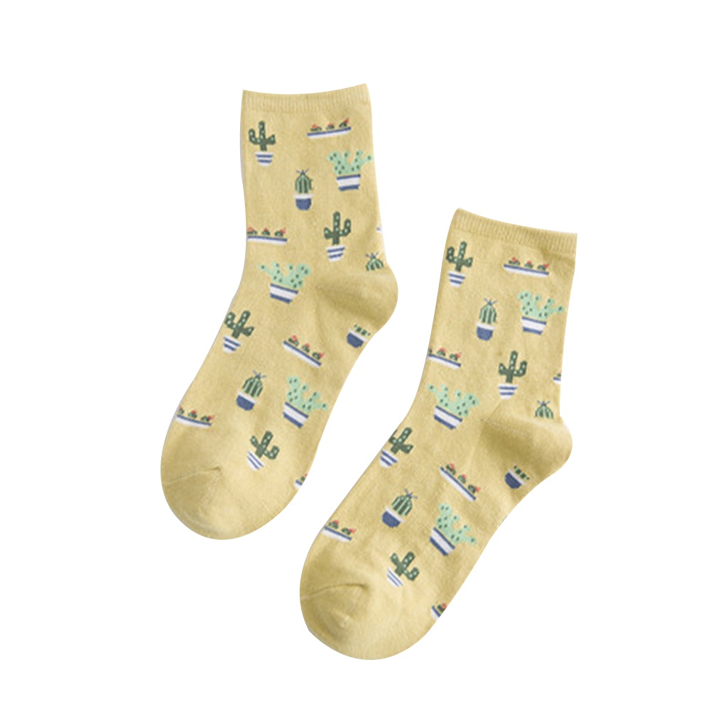 1 Đôi Vớ Họa Tiết Cây Xương Rồng Thời Trang Thu Đông Cho Nữ