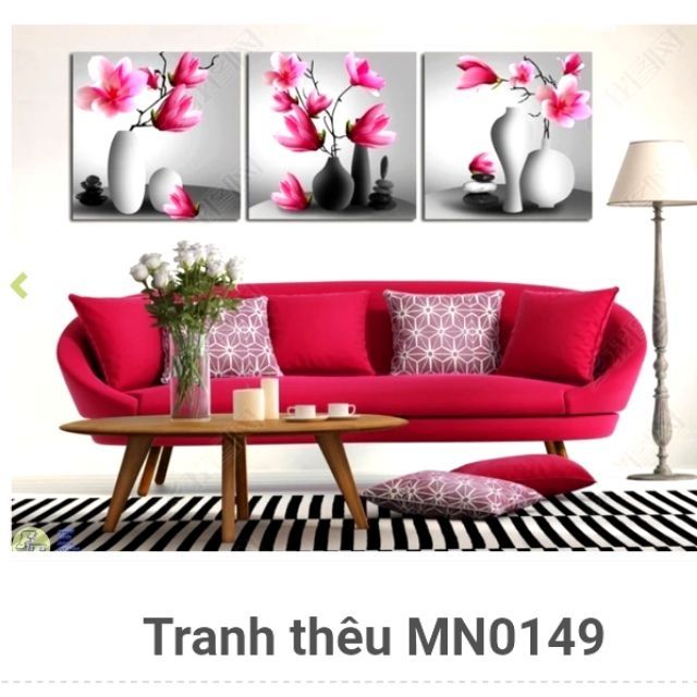 Tranh thêu kín bộ ba mình hoa ngọc lan mn0149 ( 150x55cm)