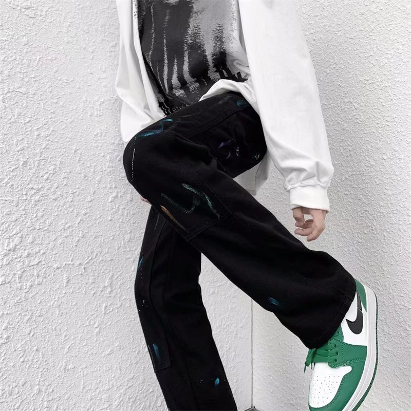 Quần Dài Dây cổ điển trang Dáng Rộng Phong Cách Hip hop Thời Trang Chất Lượng Cao Cho Nam Và Nữ quần tây thường Hàn Quốc quần bò ống rộng simple quần baggy nam fashion skinny jean nam
