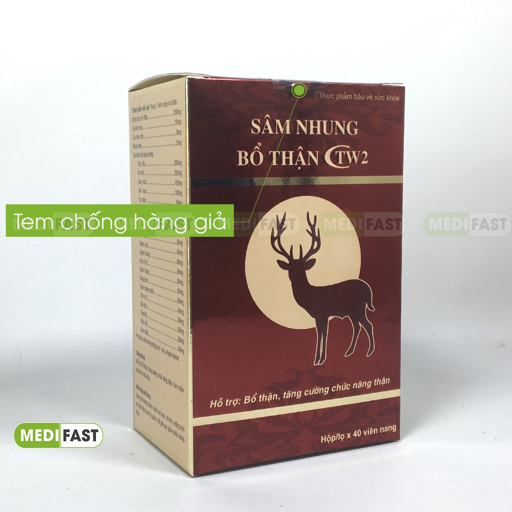 Sâm nhung tăng cường sinh lý Bổ Thận Nam giảm xuất tinh sớm - Sâm nhung bổ thận TW2 - Hộp 40 Viên