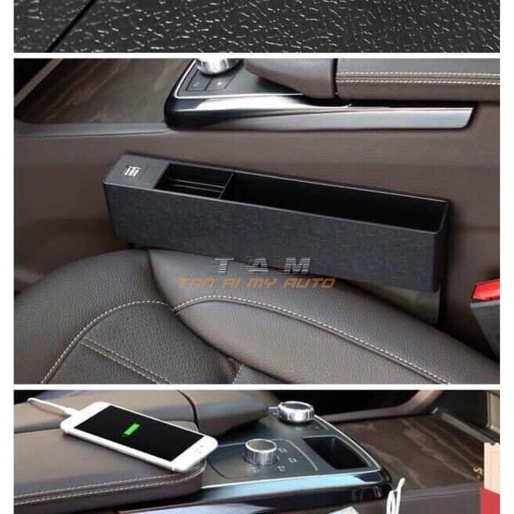 Hộp để đồ trên ô tô có tẩu sạc 2 cổng usb