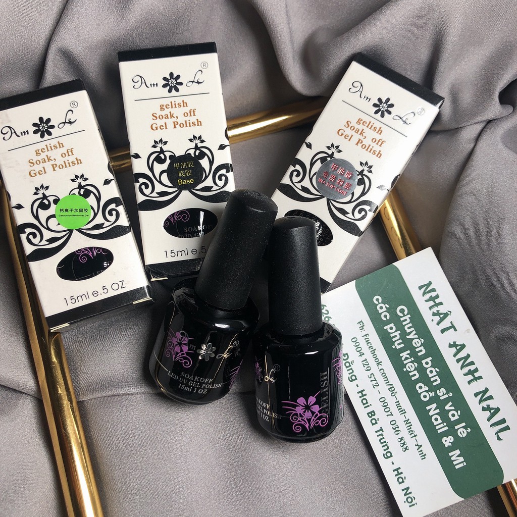 Base top gelish cứng móng đen hàng chính hãng.