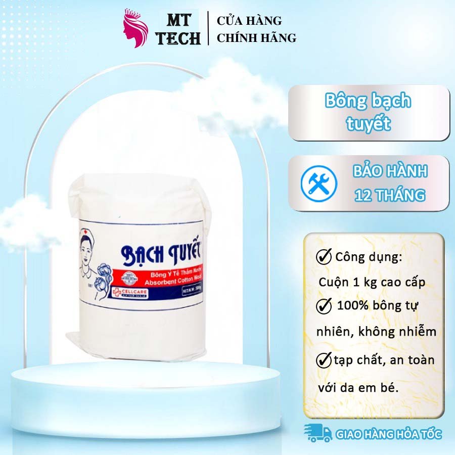 Bông bạch tuyết Cuộn 1kg Bông Nguyên Quận Chưa Cắt Hàng Cao Cấp Dùng Trong Spa Tmv