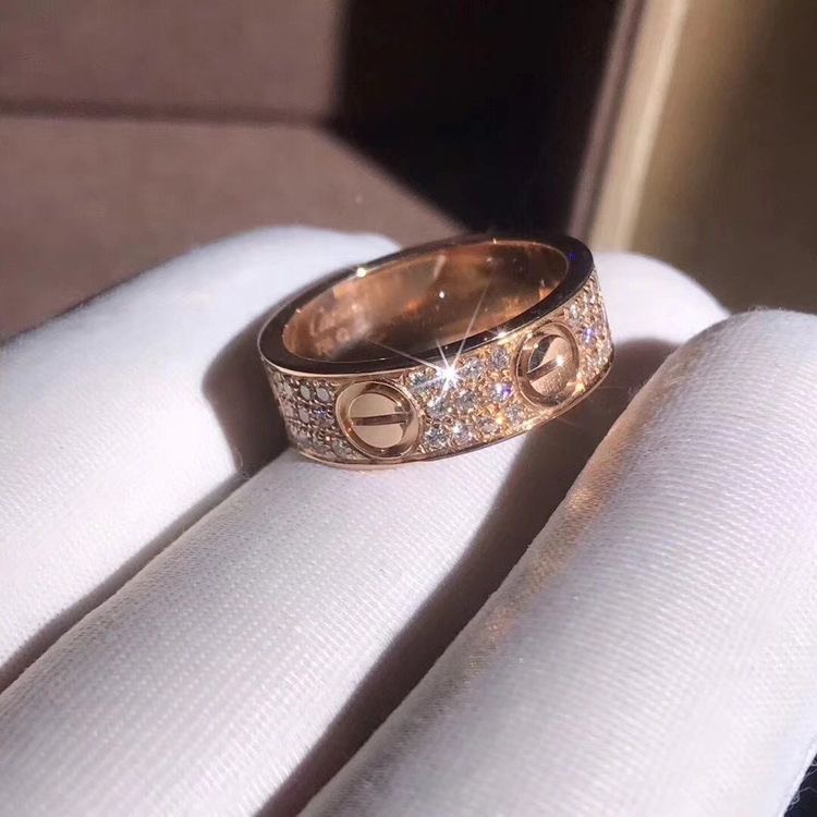 Nhẫn cati-er 3 hàng xoàn titan cao cấp MS00115