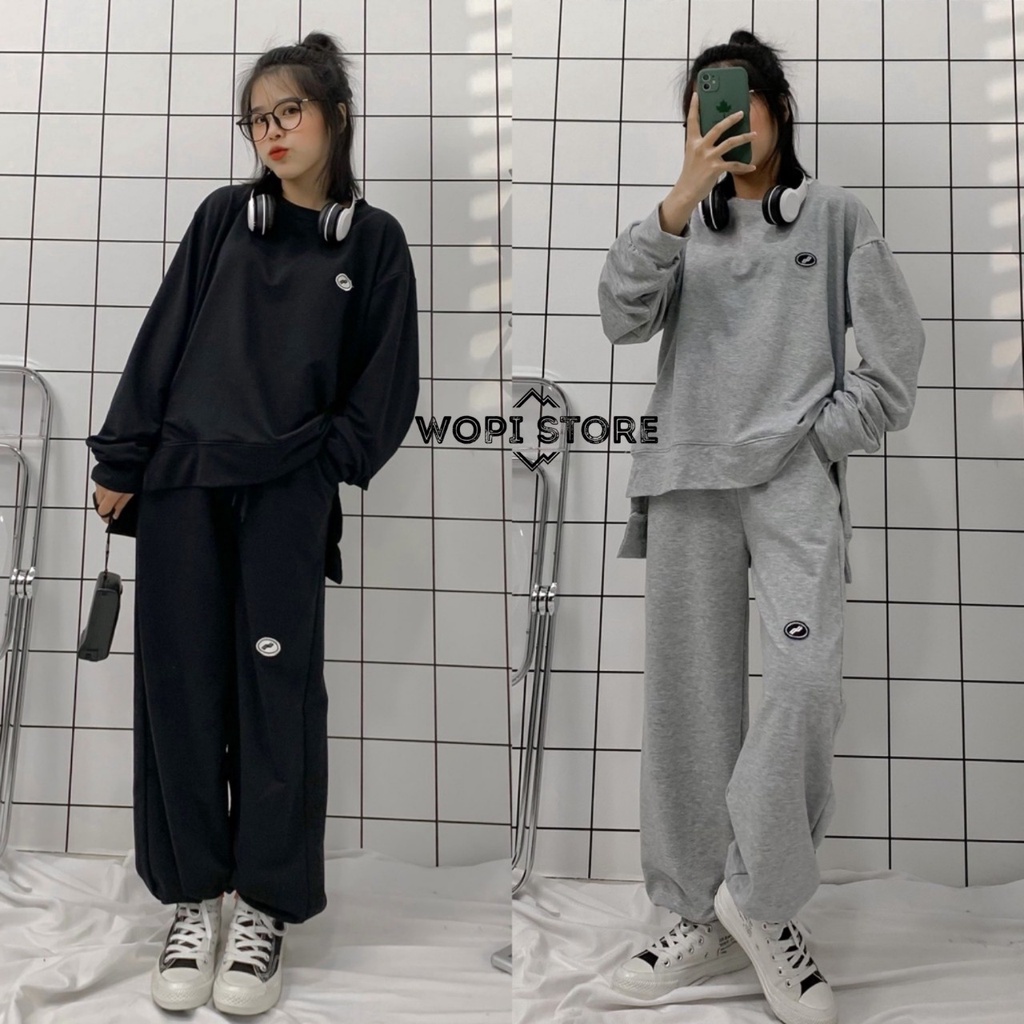 Set Đồ Nữ ZONE Áo Tay Dài và Quần Nỉ Form Rộng Ulzzang