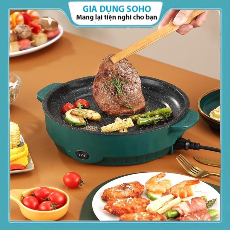 Chảo Nướng Điện Mini Đa Năng SOHO, Chảo Bếp Nướng Điện Chống Dính, Nướng Thịt Siêu Tiện Lợi