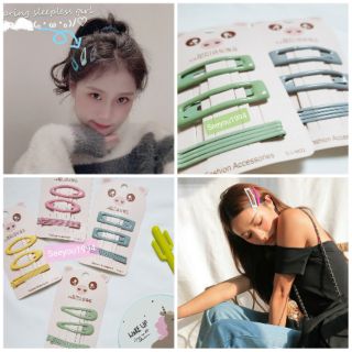 Set Kẹp Bấm kèm Kẹp Tăm Cùng Tông Màu Hàn Quốc Phủ Bóng