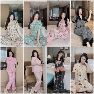Bộ pijama, đồ bộ ngủ lụa gấm cao cấp mềm mịn, không xù,hoạ tiết chữ sang chảnh, độc lạ