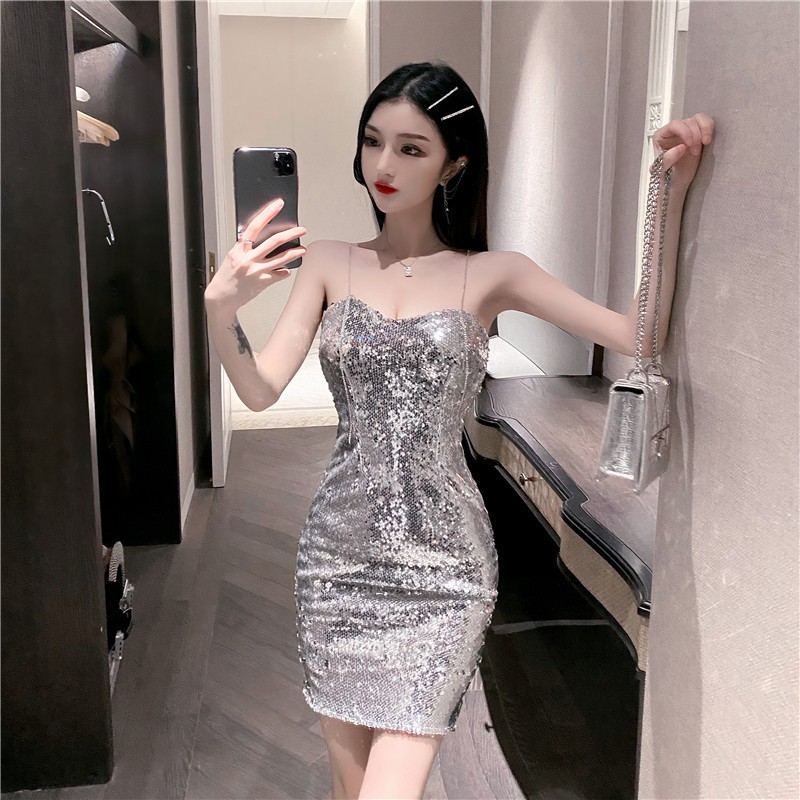 Đầm nữ kim tuyến dán ôm sexy gợi cảm Emilyshop ulzzang