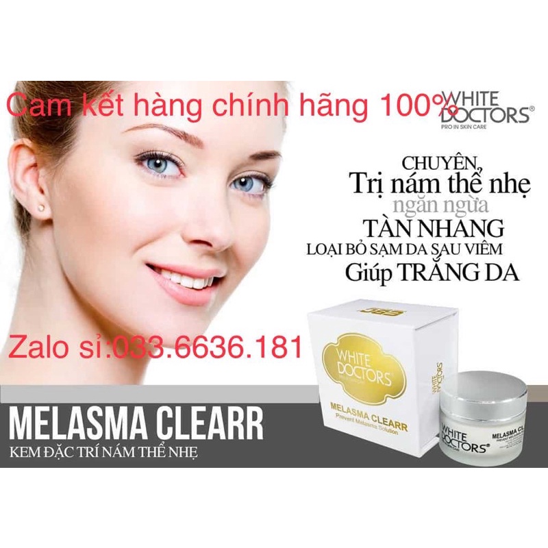 kem white doctors MELASMA CLEARR kem giảm nám nhẹ,sạm da,tổn thương da do sử dụng hoá Mỹ phẩm hủ 40Ml