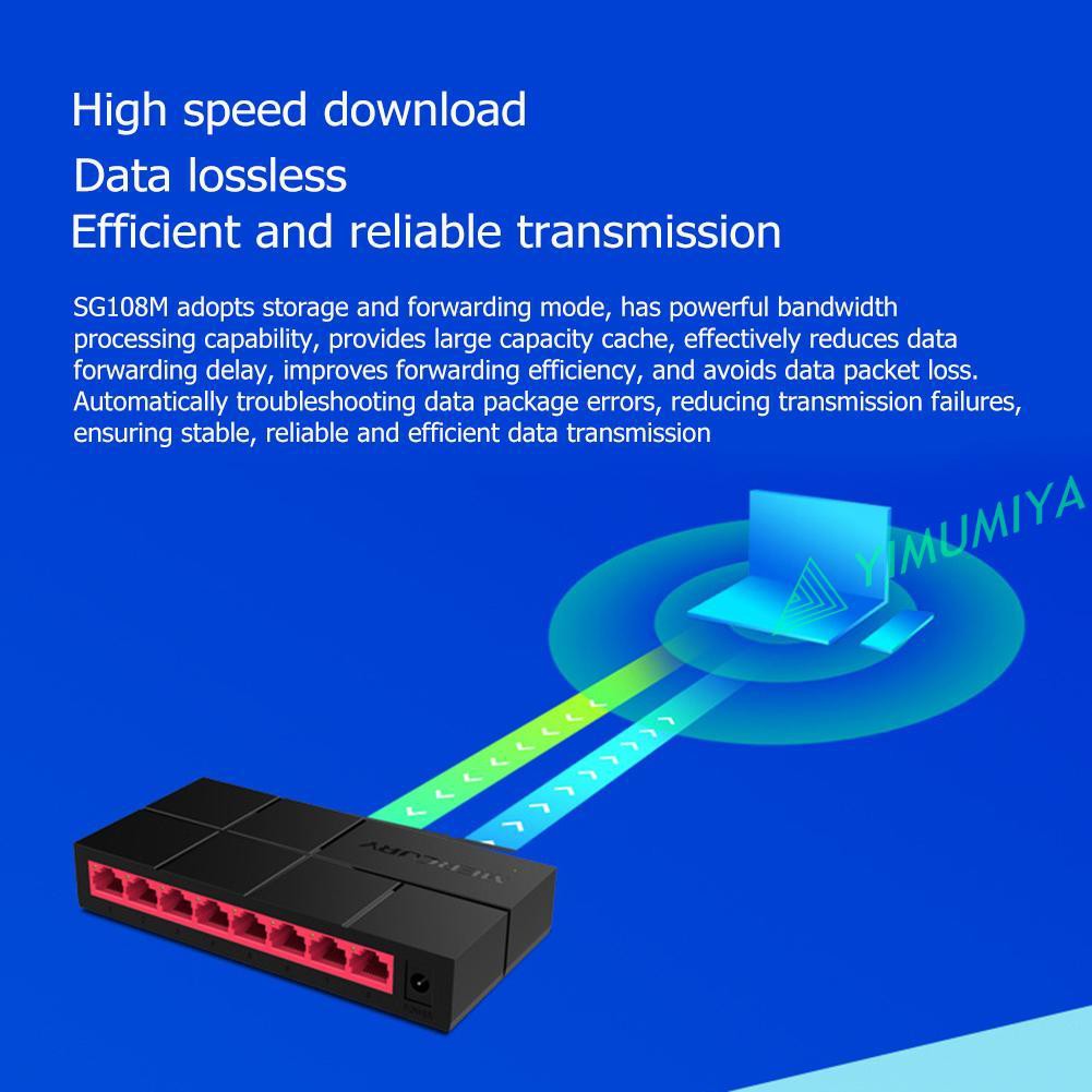YI SG108M Switch 8 Port Gigabit Desktop Switcher 1000Mbps Ethernet LAN Hub US
