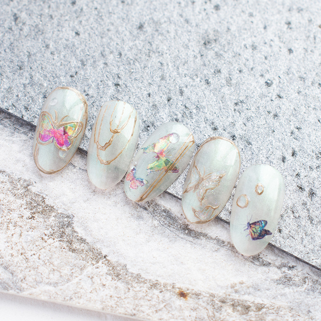 [Hàng mới về] Tờ dán móng trang trí hình bướm tự dính có thể lột ra không phai màu tiện dụng