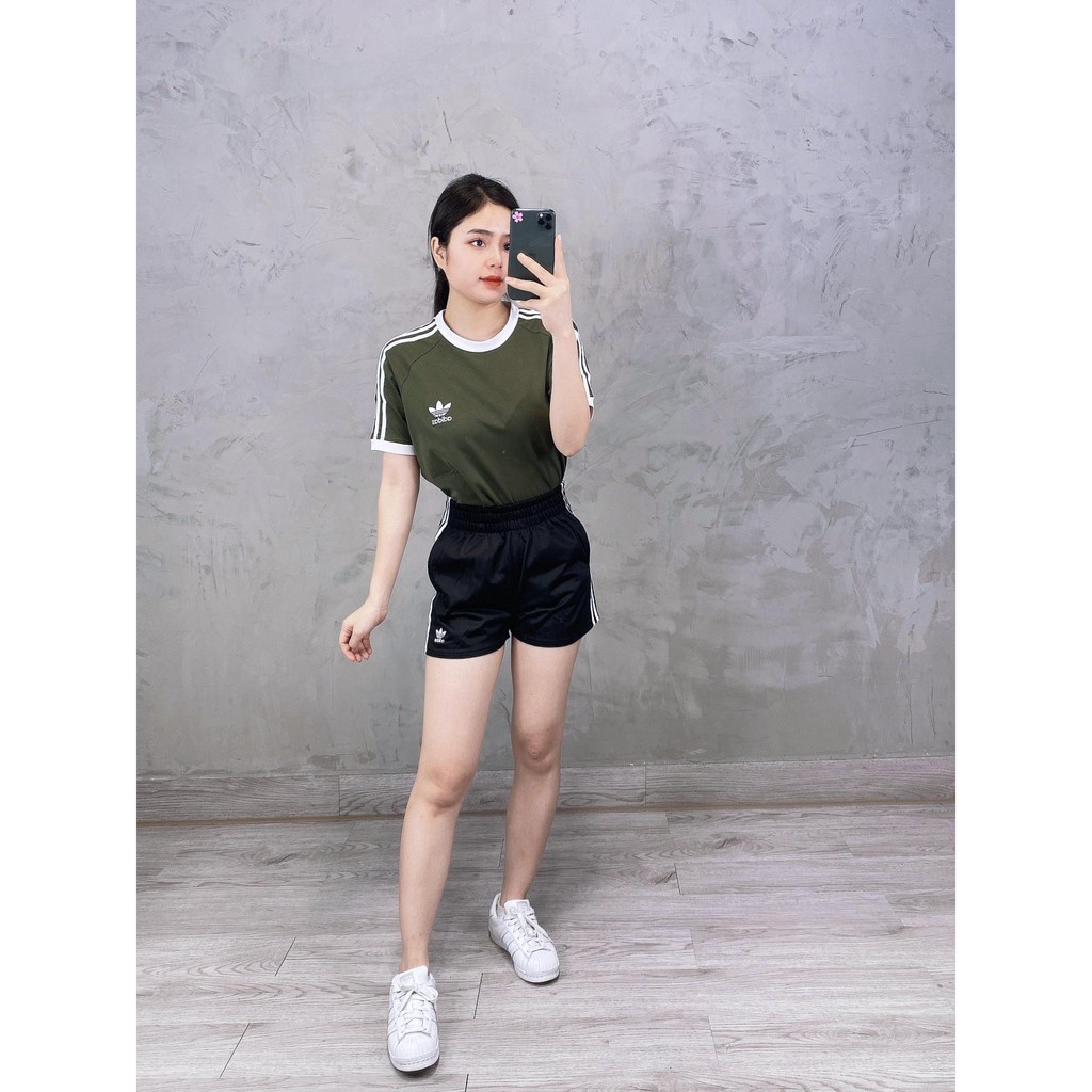 (HÀNG XUẤT XỊN) Áo das 3 sọc 271 CLFN 3-STRIPES TEE KHAKI GREEN Made in Cambodia full tag code  Size XS S M L