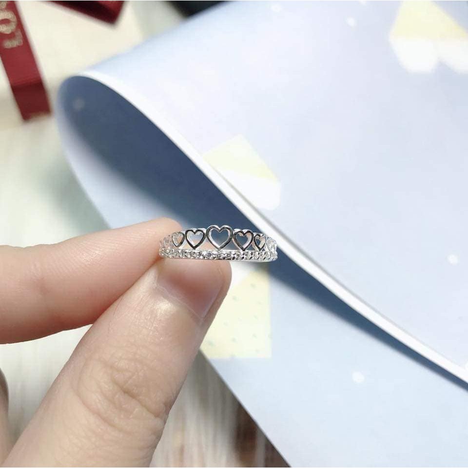 NHẪN NỮ BẠC TA HÌNH VƯƠNG MIỆN HÌNH TRÁI TIM