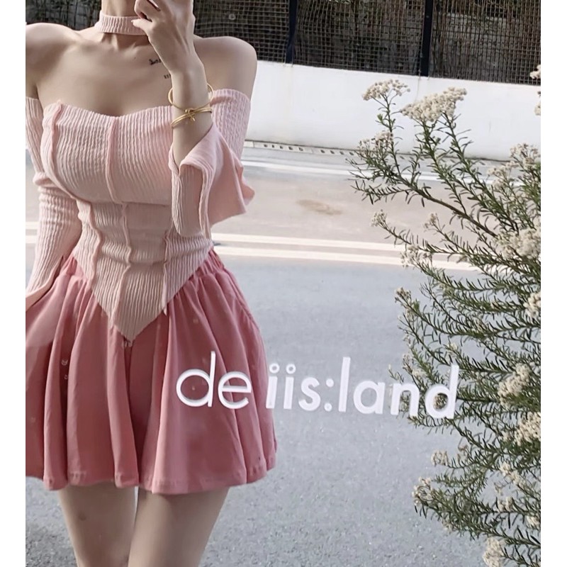 Set áo trễ vai+chân váy Ulzzang