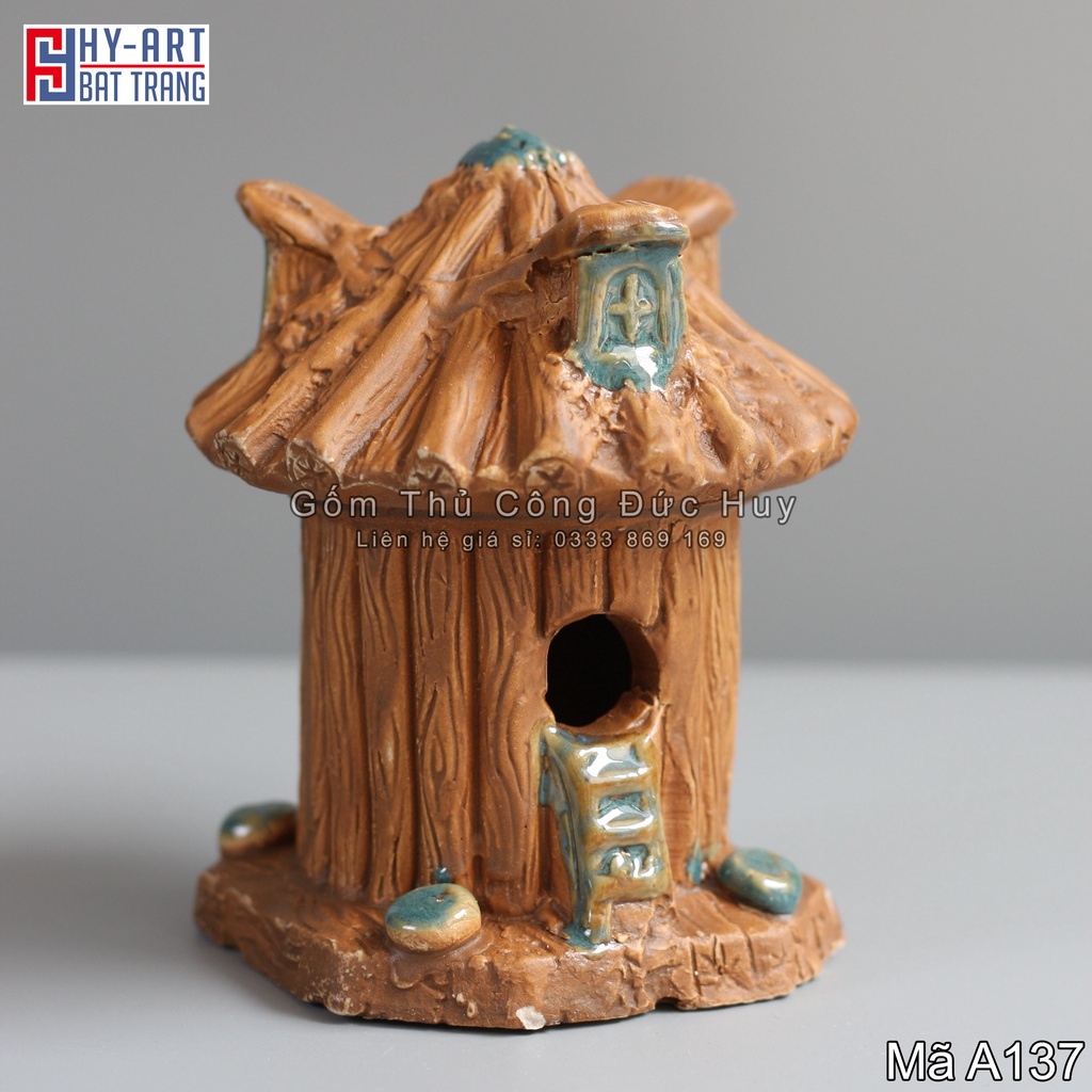 Mô hình gốm Nhà Gốc cây phụ kiện trang trí tiểu cảnh hòn non bộ mini đẹp