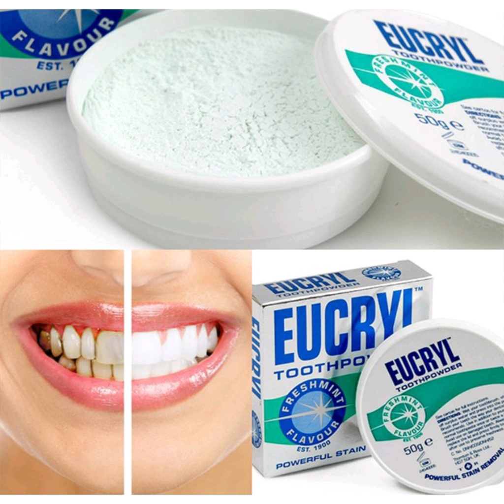 Kem đánh răng Eucryl 62g/ Bột tẩy trắng răng Eucryl 50g