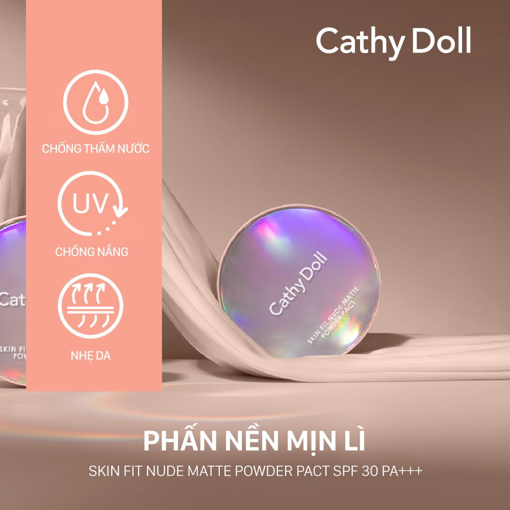 Phấn Nền Cathy Doll Skin Fit Nude Matte Powder Pact Mịn Lì SPF30 PA+++ 12g