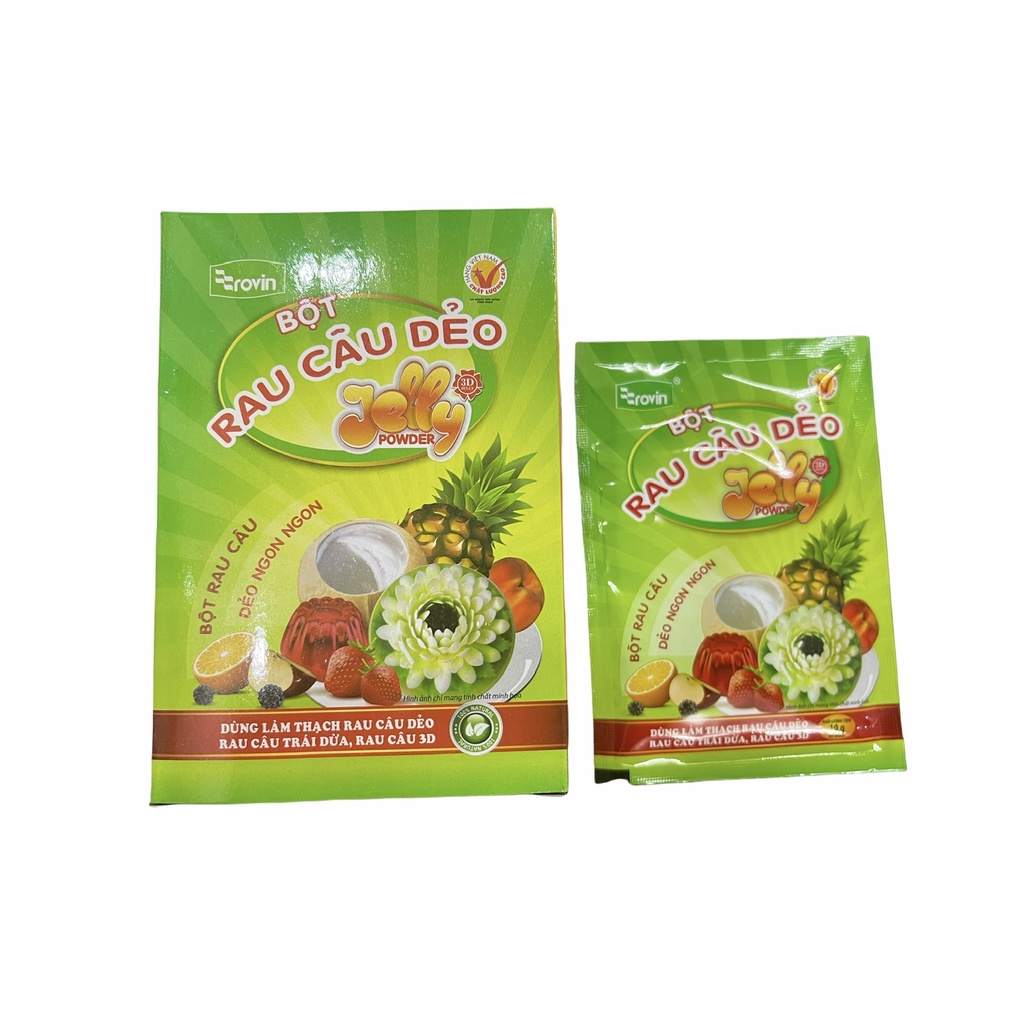 Bột rau câu dẻo Jelly - Rovin Hoàng Yến hộp 12 gói x 10gr