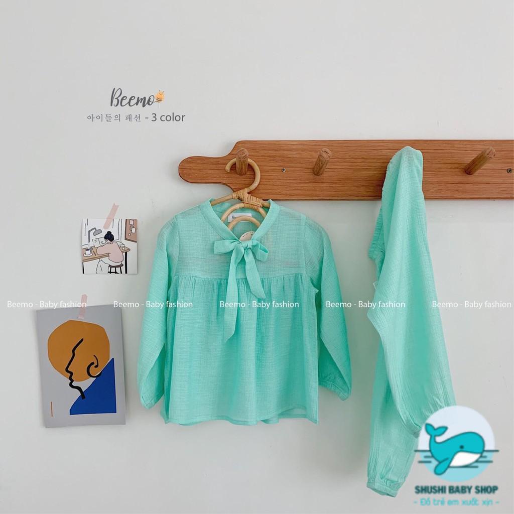 Bộ Đũi Bé Gái Cổ Nơ Nhiều Màu Beemo