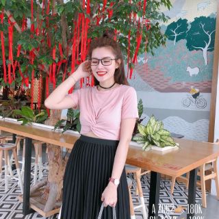 ÁO THUN KIỂU CHÉO BỤNG NGẮN TAY ( ẢNH THẬT TRẢI NỀN)