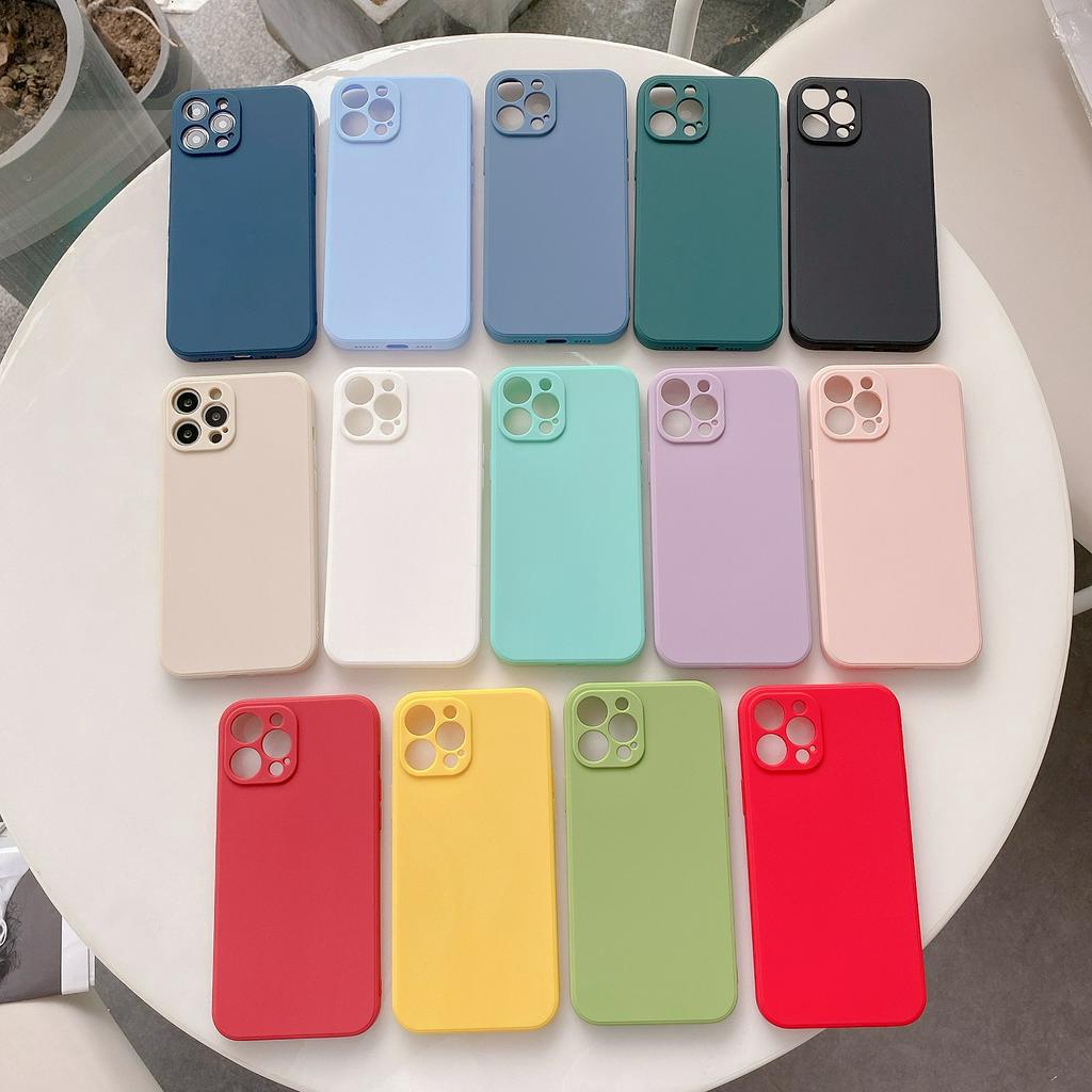 Ốp điện thoại silicon màu trơn kiểu dáng thời trang dành cho Iphone 11 12 Pro Max X Xs Max 6 6s 7 8 Plus Se 2020